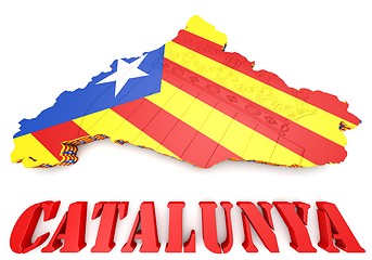 Image showing map illustration of Catalonia with flag