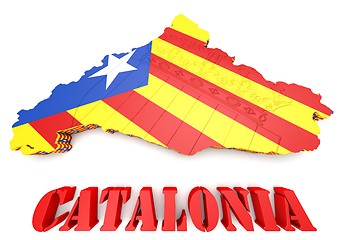 Image showing map illustration of Catalonia with flag