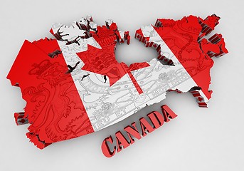 Image showing Map of Canada with flag colors