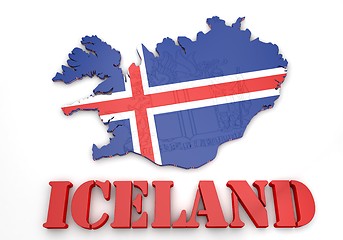 Image showing map illustration of Iceland with flag