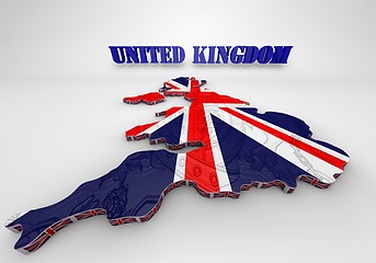 Image showing Illustration of United Kingdom map with as Flag