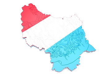 Image showing Map illustration of Luxembourg with flag