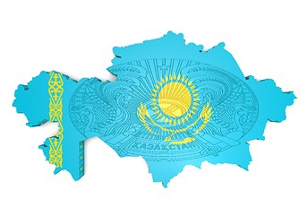 Image showing map illustration of Kazakhstan with flag