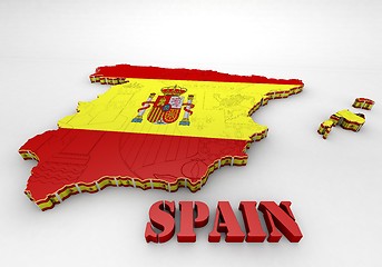 Image showing Map of SPAIN with flag