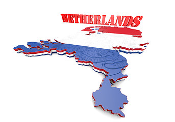 Image showing Map illustration of Netherlands with flag