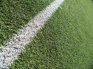 Image showing Soccer field grass on the green