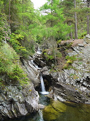 Image showing River deep in mountain forest.