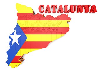 Image showing map illustration of Catalonia with flag
