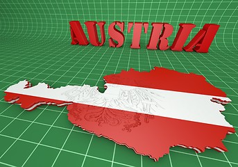 Image showing map illustration of Austria with flag