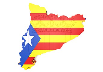Image showing map illustration of Catalonia with flag