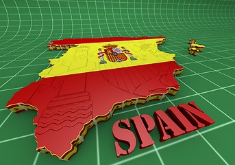 Image showing Map of SPAIN with flag