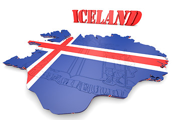 Image showing map illustration of Iceland with flag