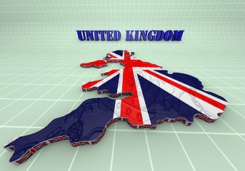 Image showing Illustration of United Kingdom map with as Flag