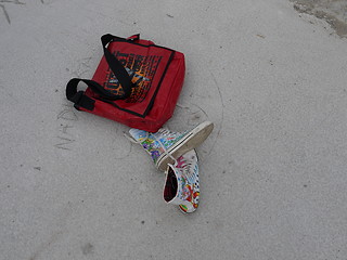 Image showing Pair of female shoes and handbag