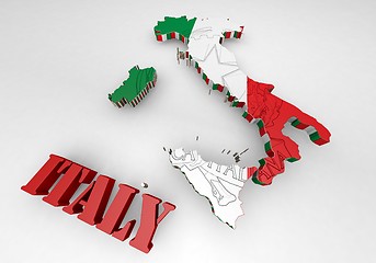 Image showing Map of Italy with flag