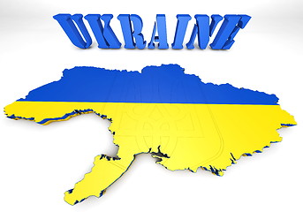 Image showing map illustration of Ukraine with flag