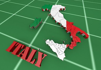 Image showing Map of Italy with flag