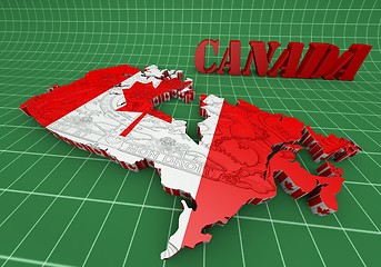 Image showing Map of Canada with flag colors