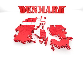 Image showing map illustration of Denmark with flag