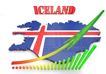 Image showing map illustration of Iceland with flag