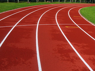 Image showing Red racetrack on the stadium