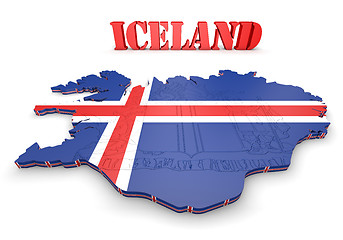 Image showing map illustration of Iceland with flag