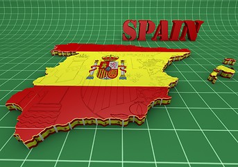 Image showing Map of SPAIN with flag