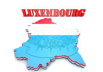 Image showing Map illustration of Luxembourg with flag