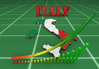 Image showing Map of Italy with flag