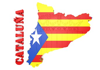 Image showing map illustration of Catalonia with flag