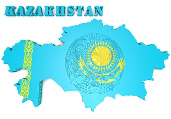 Image showing map illustration of Kazakhstan with flag