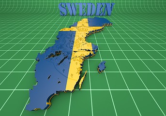 Image showing map illustration of Sweden