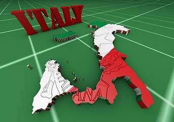 Image showing Map of Italy with flag