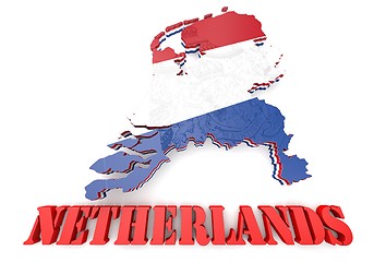 Image showing Map illustration of Netherlands with flag