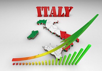 Image showing Map of Italy with flag