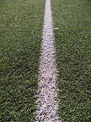 Image showing Soccer field grass on the green