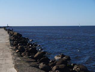 Image showing Stone road ruins towards the sea