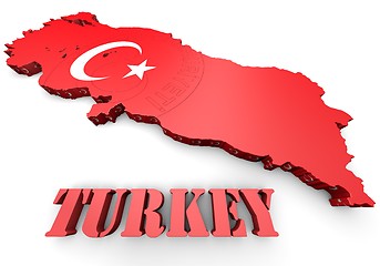 Image showing map illustration of Turkey with flag