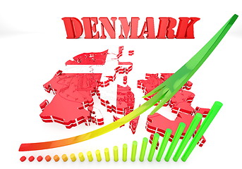 Image showing map illustration of Denmark with flag