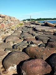 Image showing Stone road ruins towards the sea