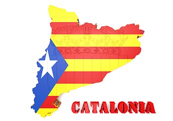 Image showing map illustration of Catalonia with flag