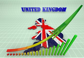 Image showing Illustration of United Kingdom map with as Flag