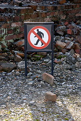 Image showing Don't Walk Here (Ruins of Birkenau crematorium)