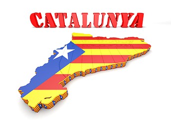 Image showing map illustration of Catalonia with flag