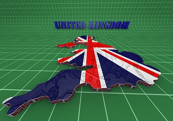 Image showing Illustration of United Kingdom map with as Flag