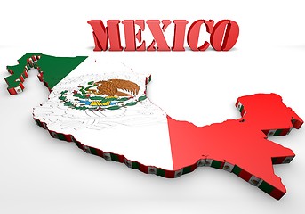 Image showing map illustration of Mexico with flag