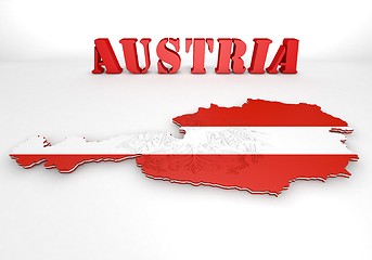 Image showing map illustration of Austria with flag