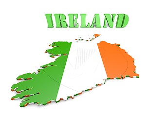 Image showing map illustration of Ireland with flag