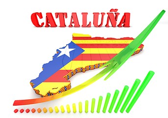 Image showing map illustration of Catalonia with flag