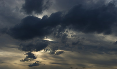 Image showing Cloudy sunset at baltic sea